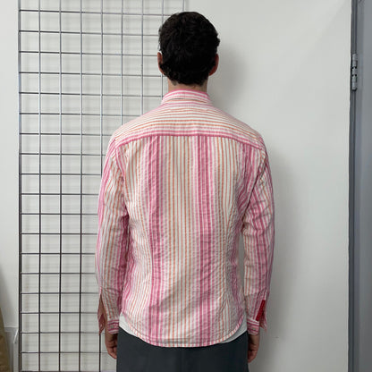 Prada Pink White & Orange 00s Striped Shirt | Large, Multicoloured