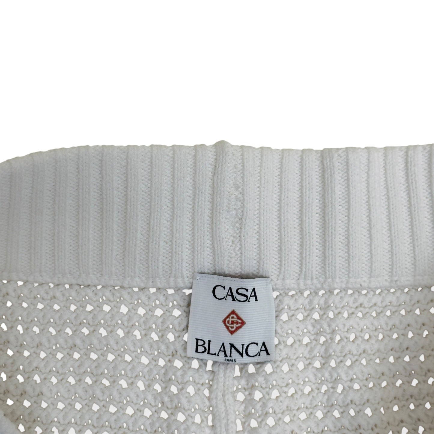 CASABLANCA CROCHET KNIT SHORTS WHITE L | Large, White
