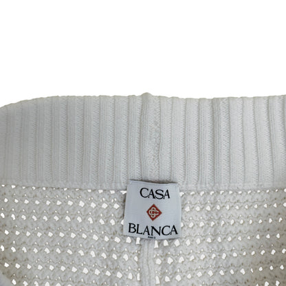 CASABLANCA CROCHET KNIT SHORTS WHITE L | Large, White