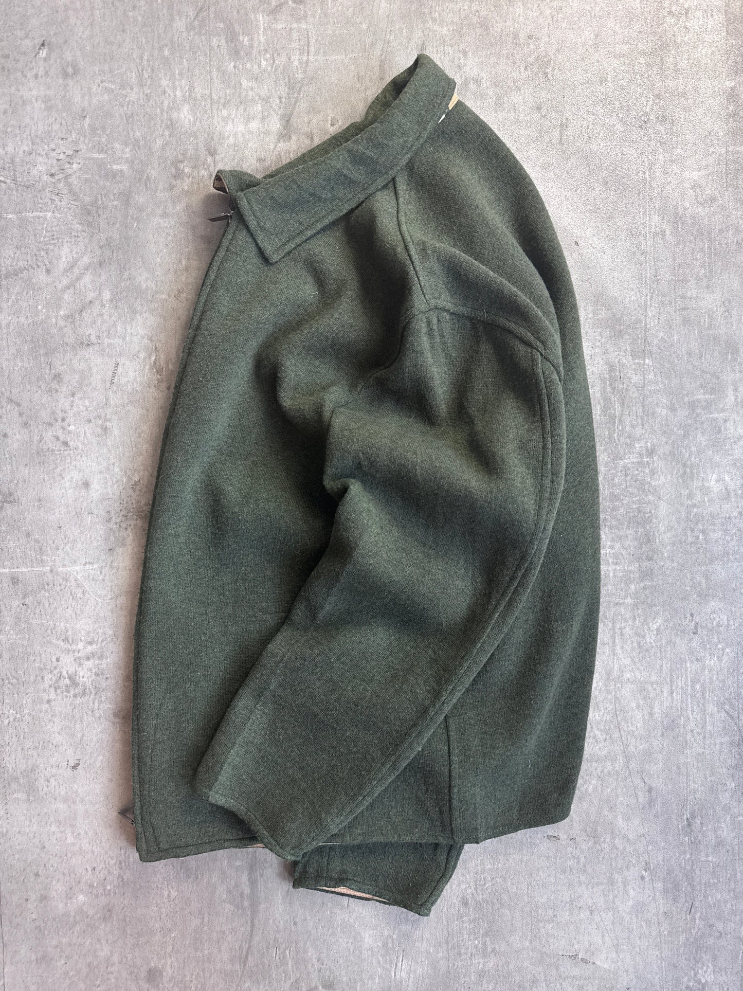 Burberry Bottle Green Lana Wool Blend Nova Check Lined Dual Zip Over Shirt