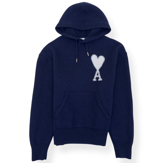AMI PARIS A HEART KNITTED HOODIE NAVY L | Large, Navy