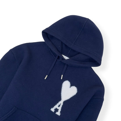 AMI PARIS A HEART KNITTED HOODIE NAVY L | Large, Navy