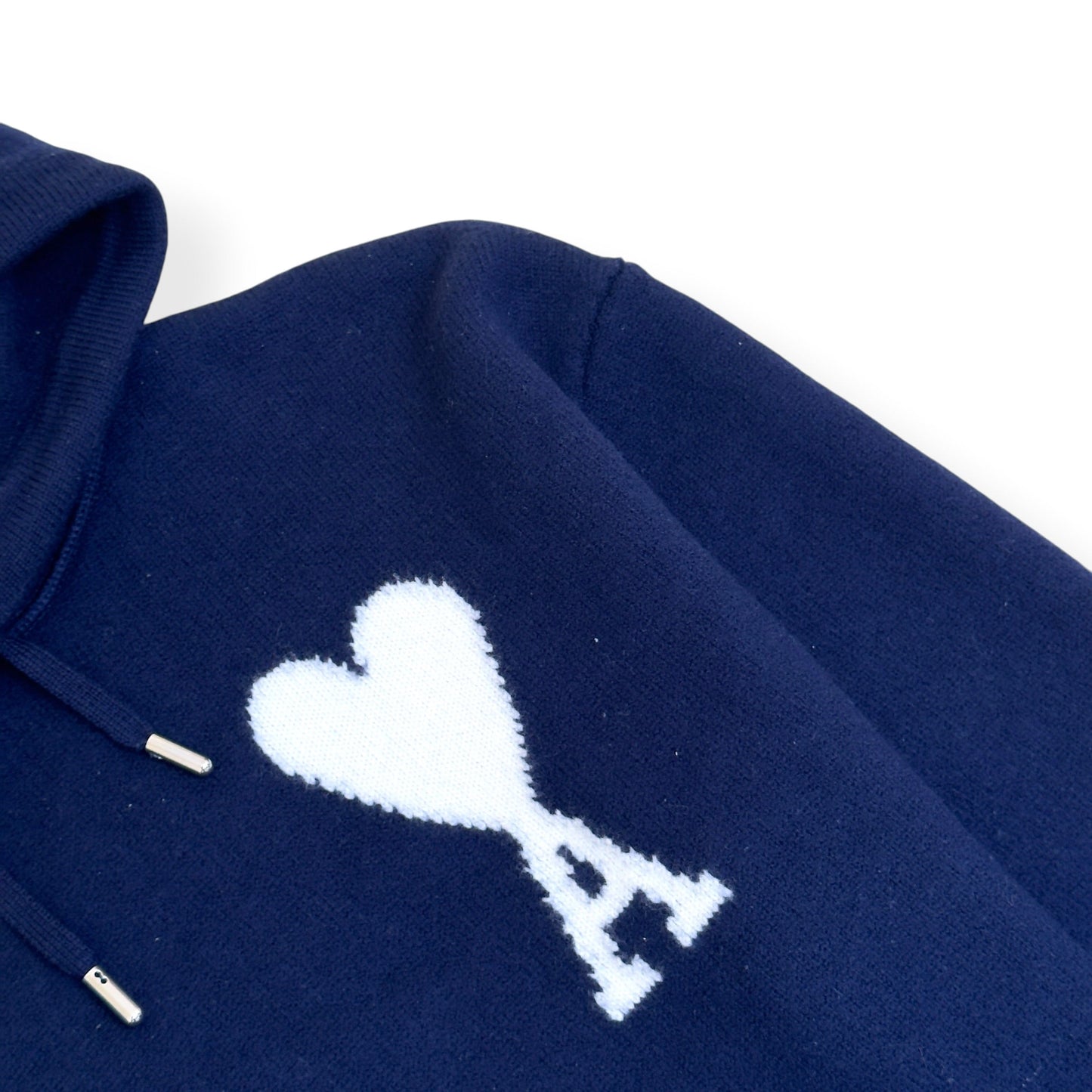 AMI PARIS A HEART KNITTED HOODIE NAVY L | Large, Navy