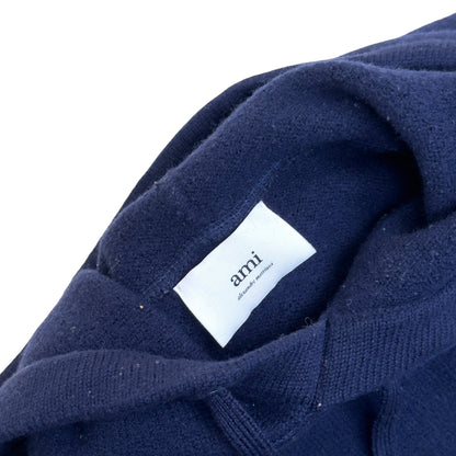 AMI PARIS A HEART KNITTED HOODIE NAVY L | Large, Navy