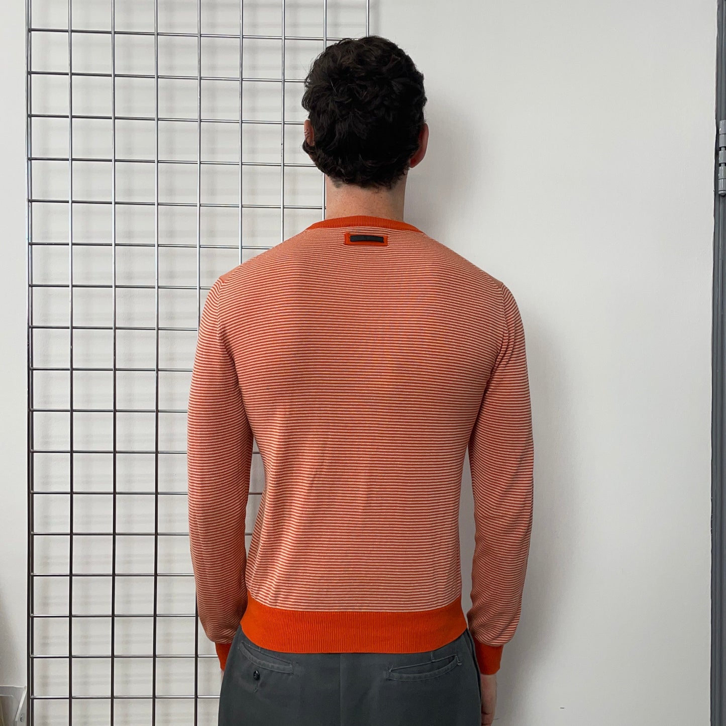 Prada Orange & White Striped Knit Jumper | Medium, Orange