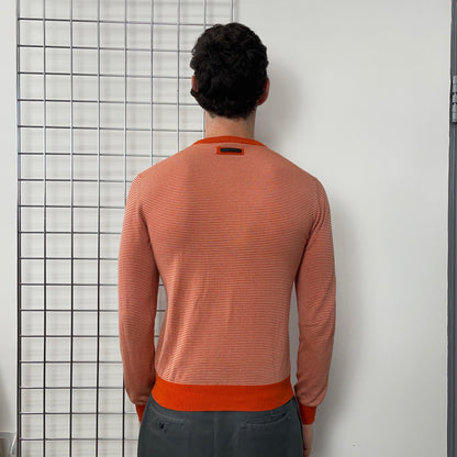 Prada Orange & White Striped Knit Jumper | Medium, Orange