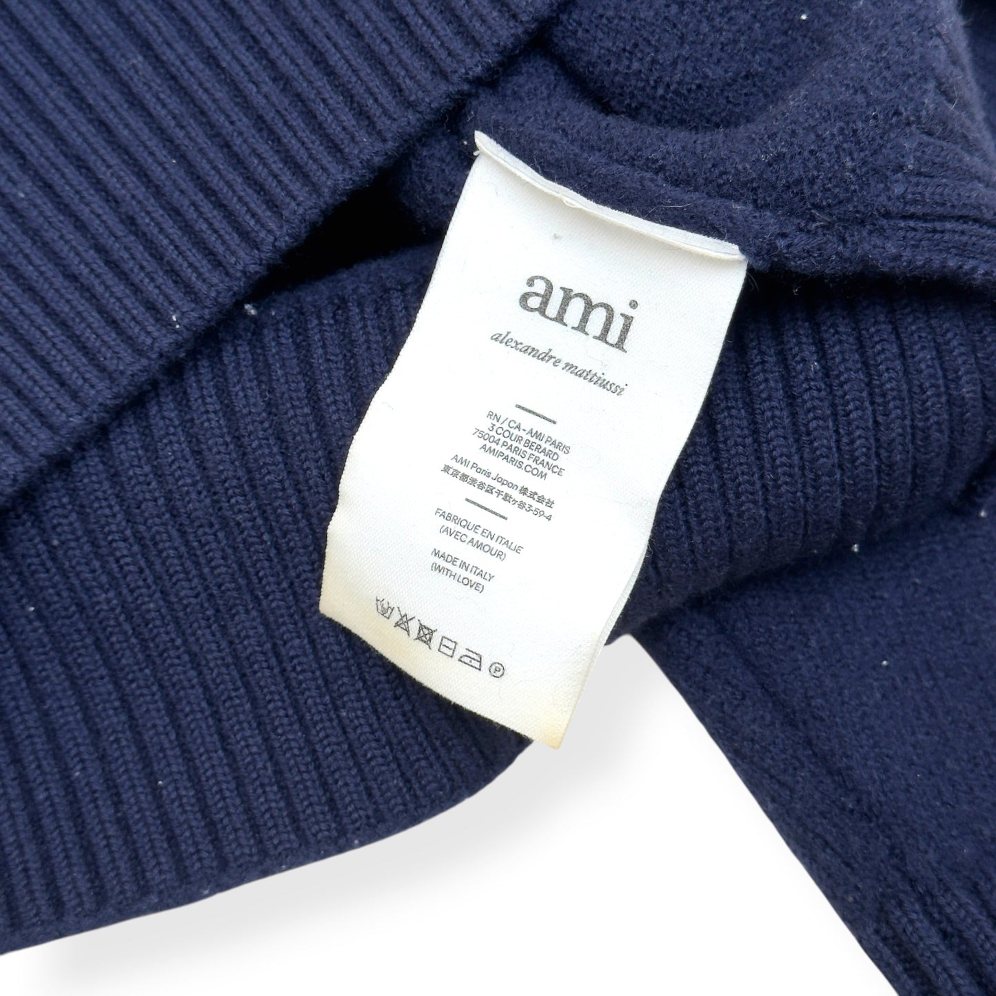 AMI PARIS A HEART KNITTED HOODIE NAVY L | Large, Navy