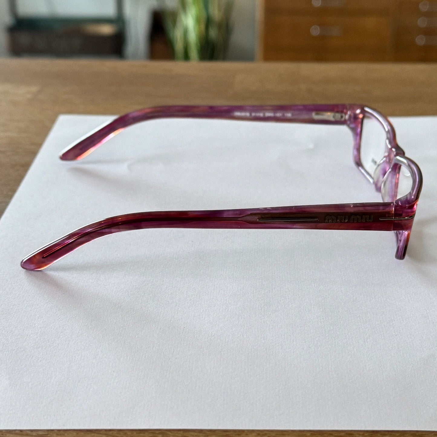 MIU MIU CLEAR LENS PINK BAYONETTA EYE GLASSES