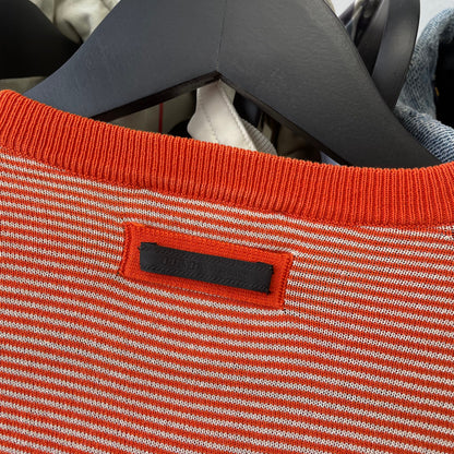 Prada Orange & White Striped Knit Jumper | Medium, Orange