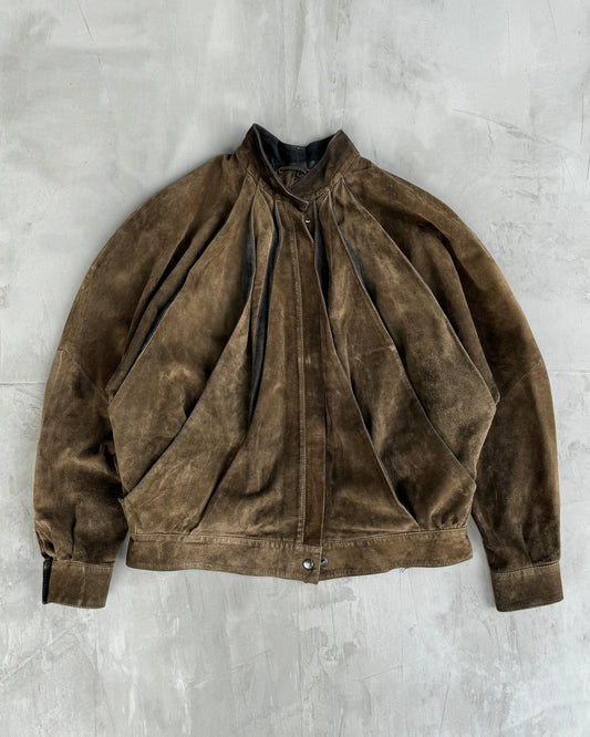 1990'S PLEATED SUEDE LEATHER JACKET - S/M