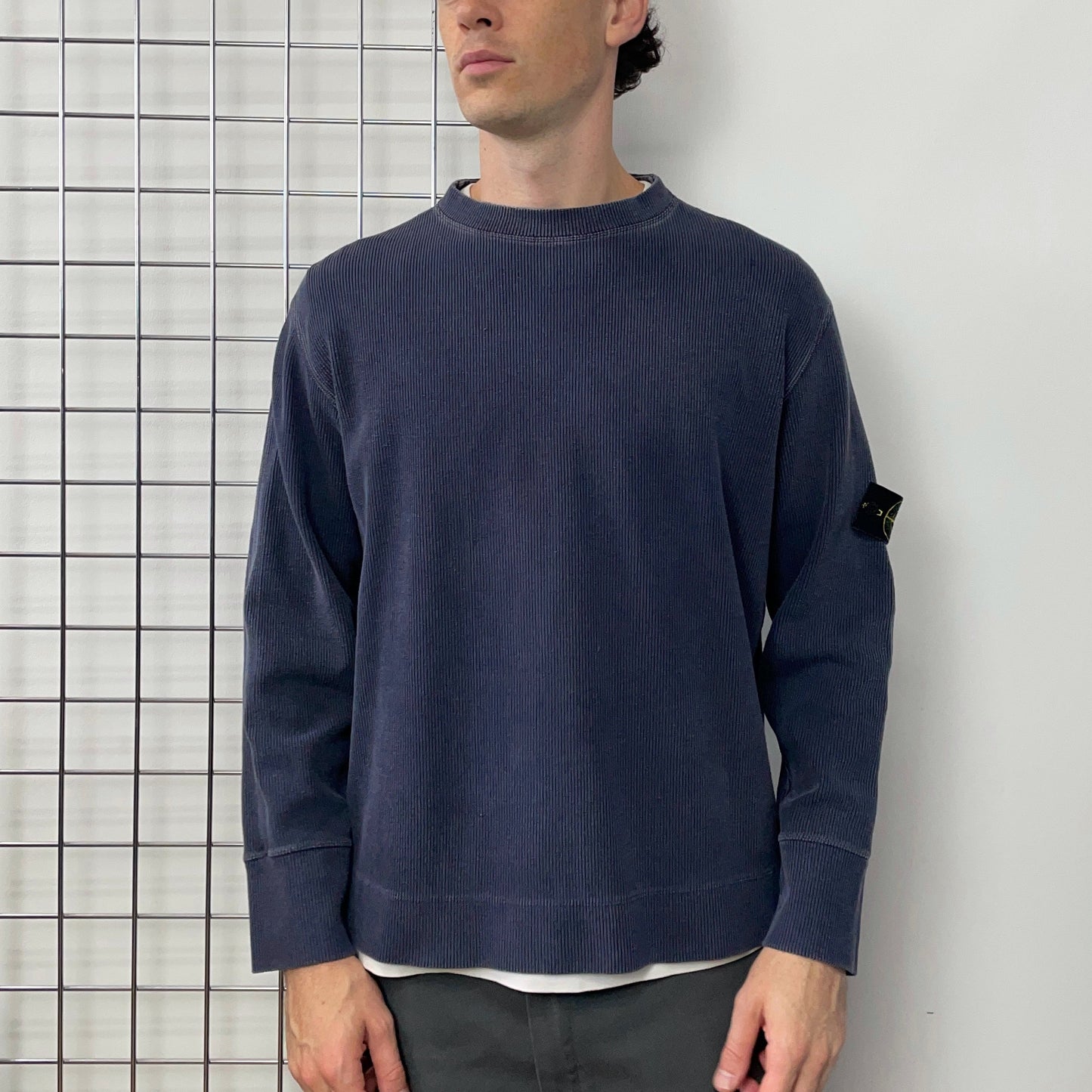 Stone Island Navy SS00 Ribbed Jumper | Large, Navy