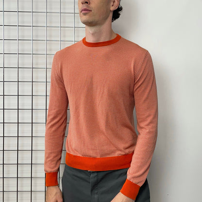 Prada Orange & White Striped Knit Jumper | Medium, Orange