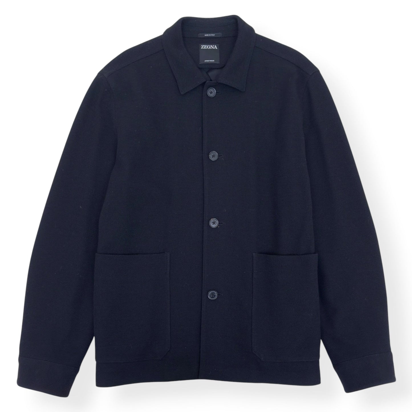 ZEGNA JERSEYWEAR WOOL / COTTON CHORE JACKET BLACK 54 / XL | XL, Black