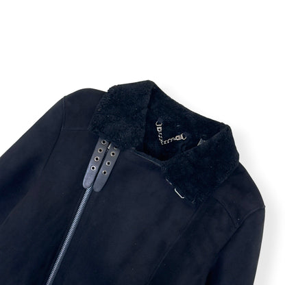 SCOTCH & SODA SHEARLING LEATHER BIKER JACKET BLACK M | Medium, Black