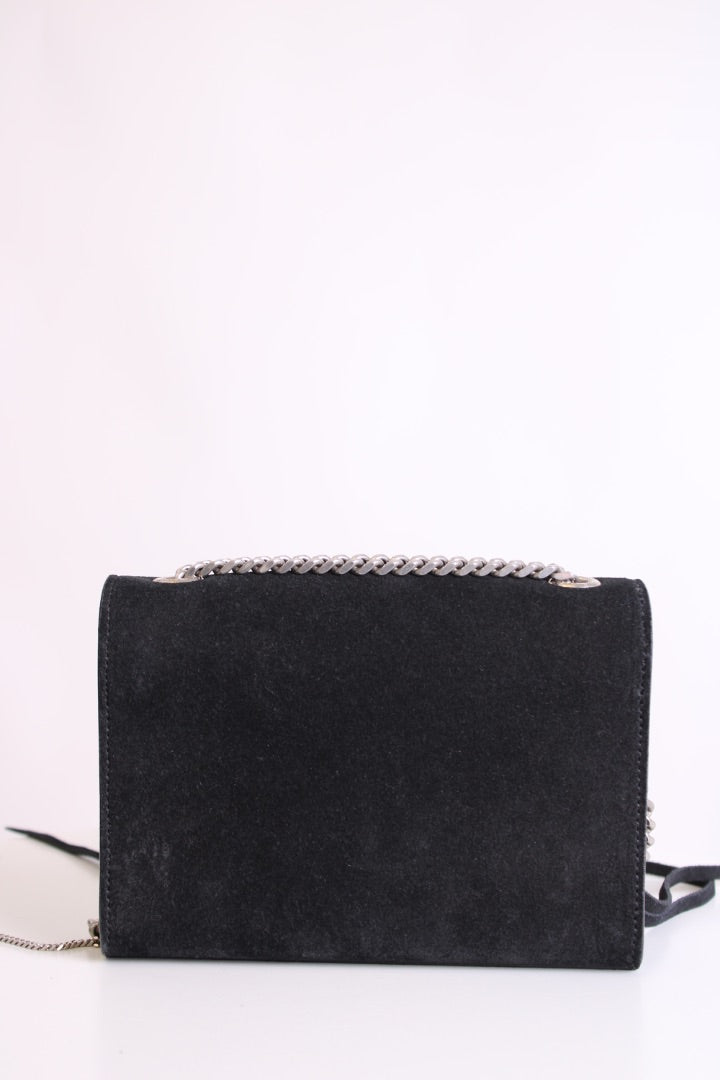 Black/ Silver Saint Laurent Fringe/ Chain Bag | O/S, Black