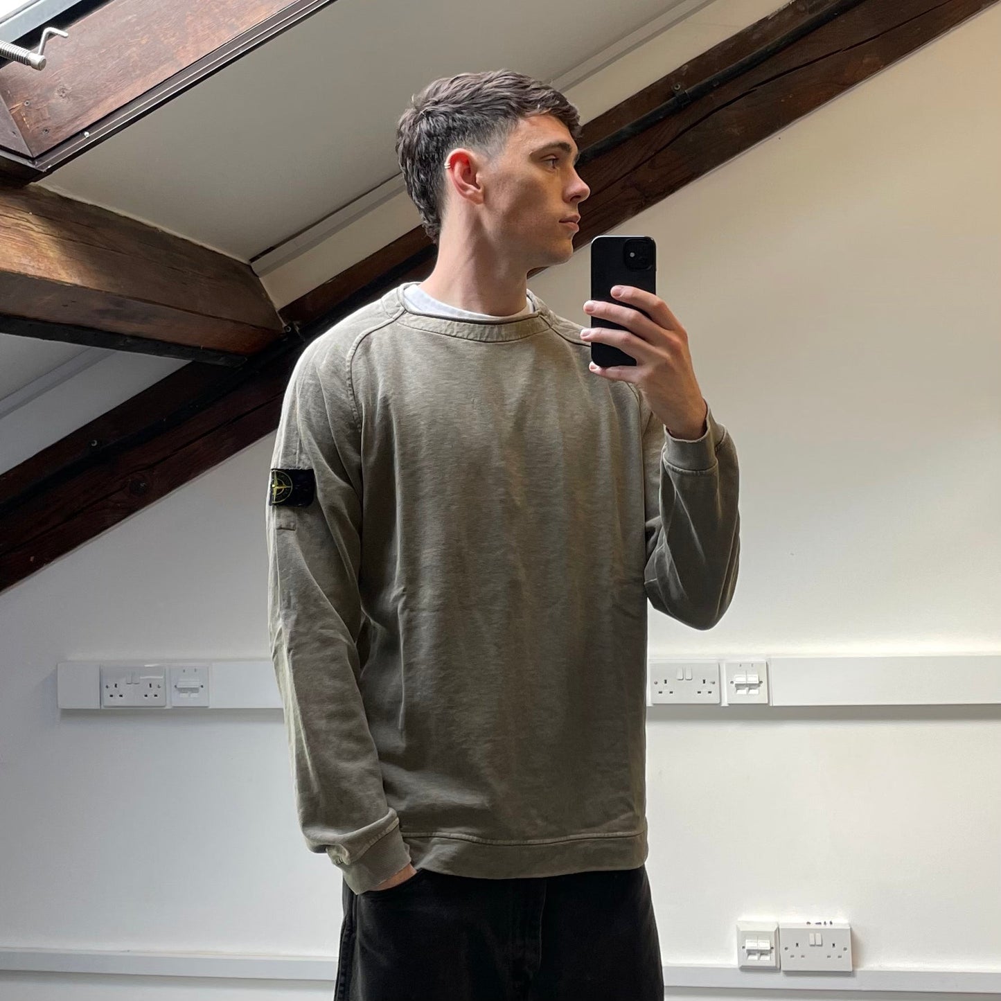 Stone Island Khaki Jumper w/ Back Panels | X-Large, Multicoloured