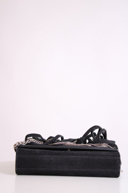 Black/ Silver Saint Laurent Fringe/ Chain Bag | O/S, Black
