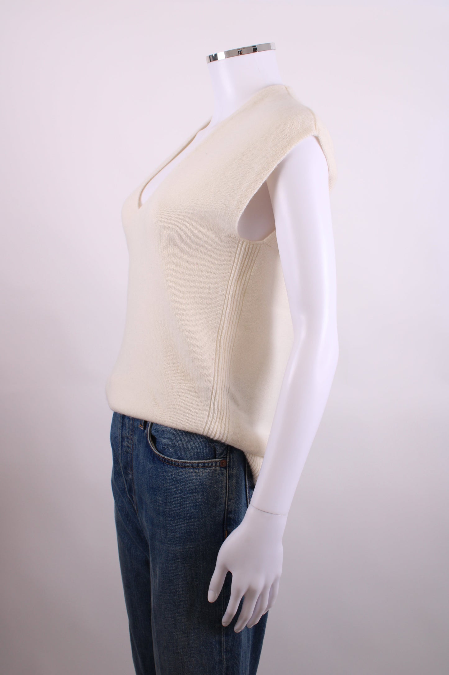 ME+EM S/S V Neck Jumper Cream M | Medium, Cream