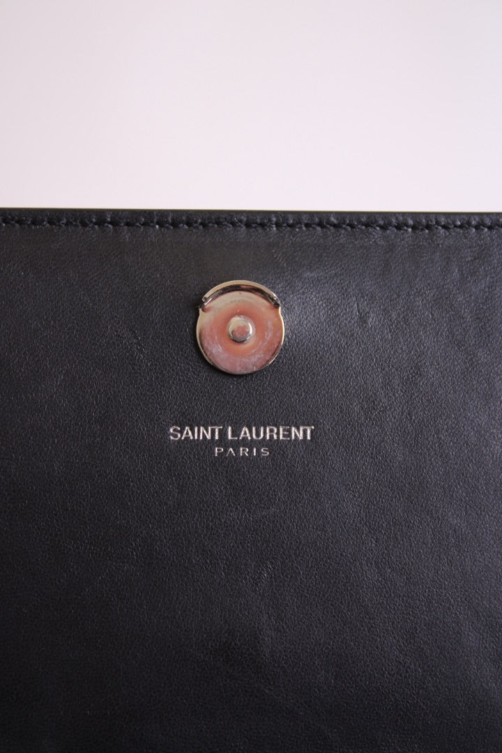 Black/ Silver Saint Laurent Fringe/ Chain Bag | O/S, Black