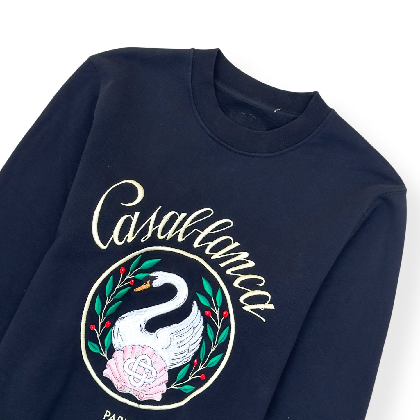 CASABLANCA EMBLEM DE-CYGNE EMBROIDERED SWEATSHIRT BLACK L | Large, Black