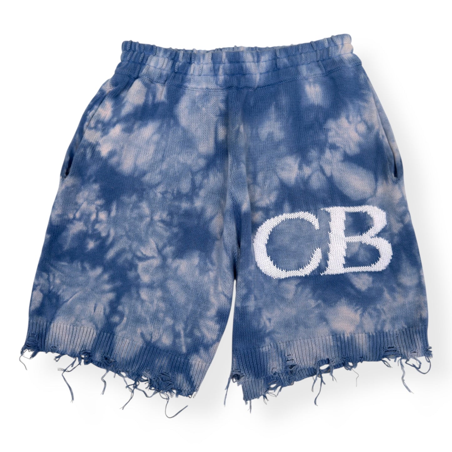 COLE BUXTON DISTRESSED KNIT SHORTS COBALT BLUE M | Medium, Blue