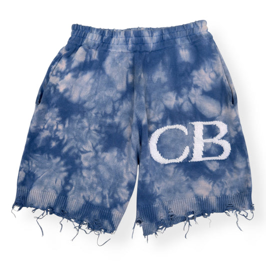 COLE BUXTON DISTRESSED KNIT SHORTS COBALT BLUE M | Medium, Blue