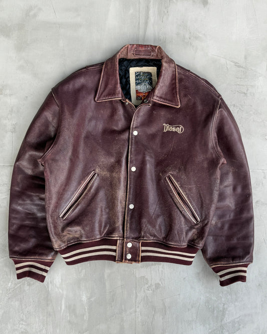 DIESEL 90'S VARSITY LEATHER JACKET - L