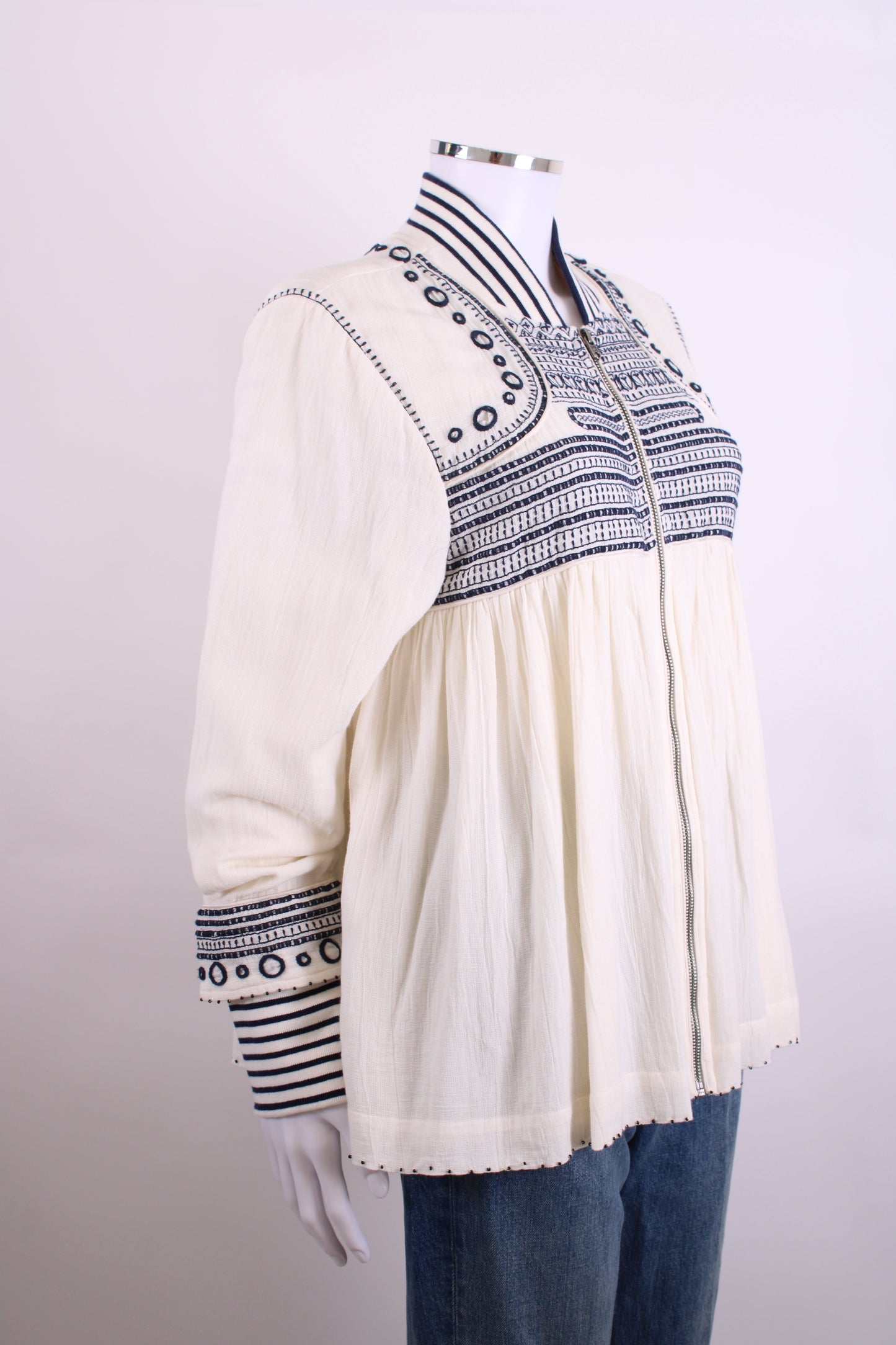 Scotch & Soda L/S Embroidered Jacket Cream/ Navy 12 | O/S, Multicoloured