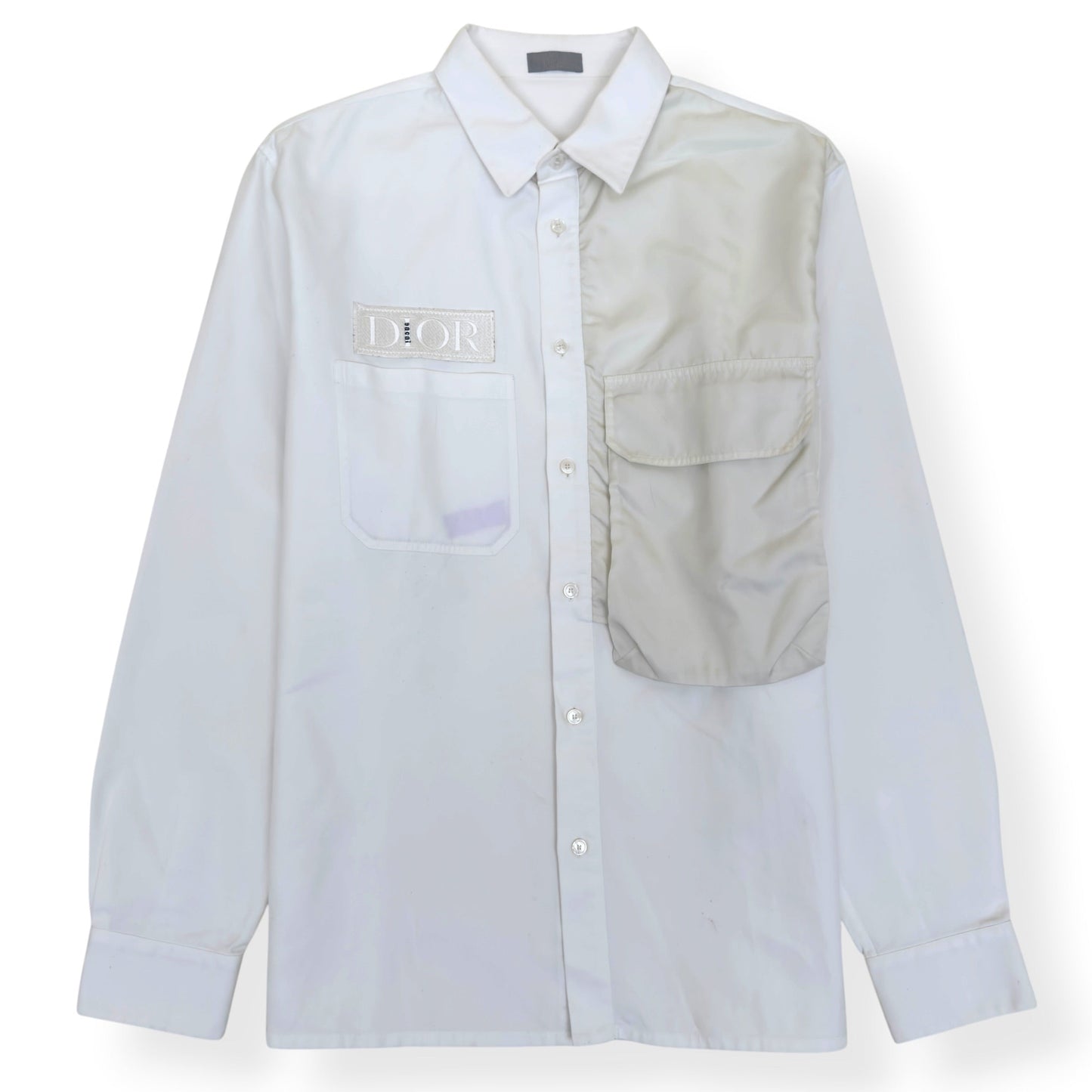 DIOR X SACAI EMBROIDERED LOGO COTTON OVERSHIRT WHITE 43 / XL | XL, Multicoloured