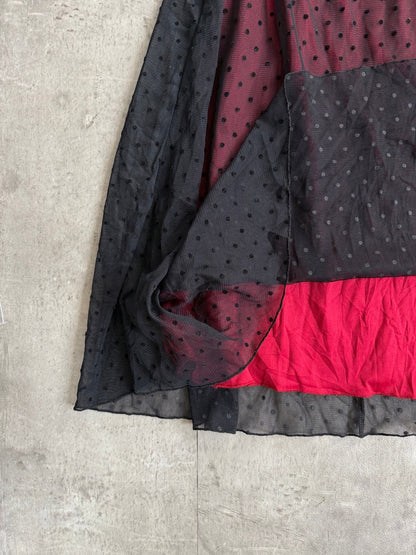 Polka Burgundy Mesh Halter Dress