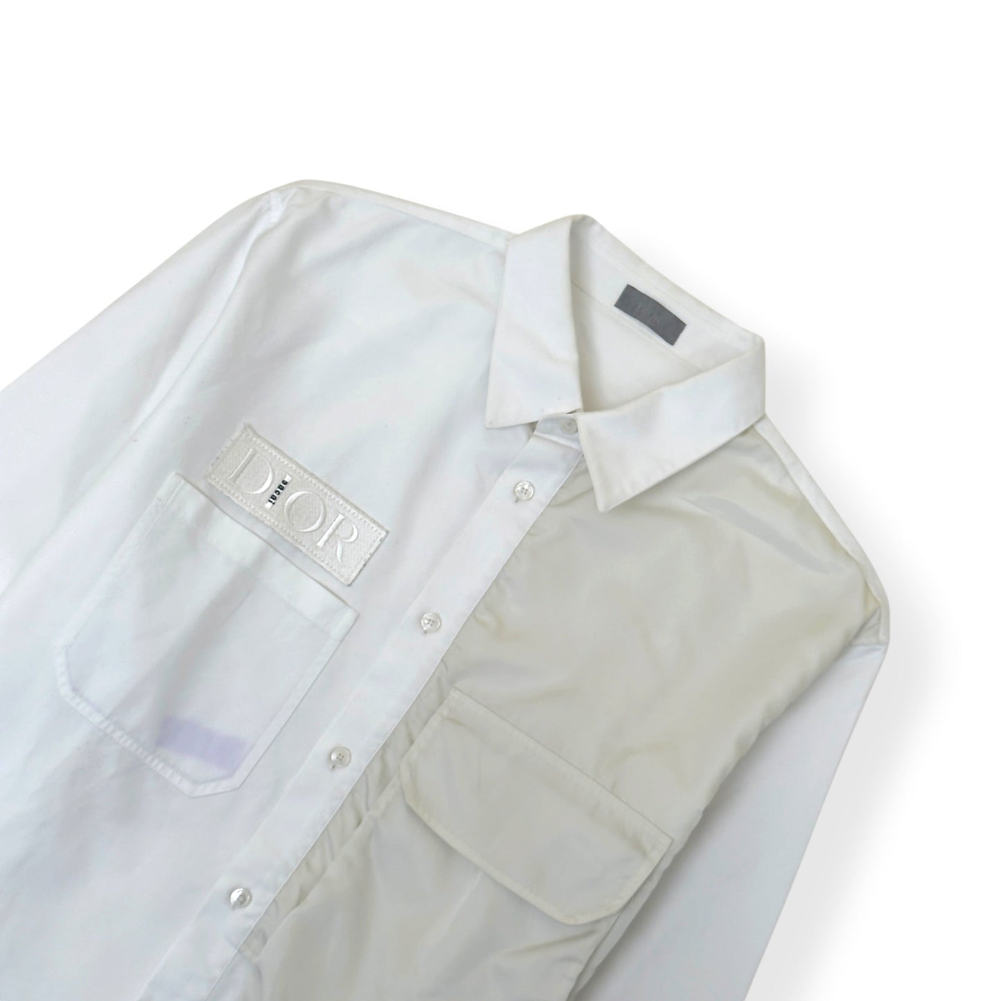 DIOR X SACAI EMBROIDERED LOGO COTTON OVERSHIRT WHITE 43 / XL | XL, Multicoloured