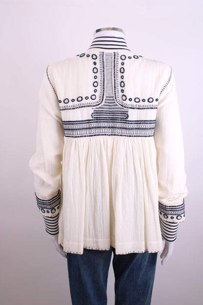 Scotch & Soda L/S Embroidered Jacket Cream/ Navy 12 | O/S, Multicoloured