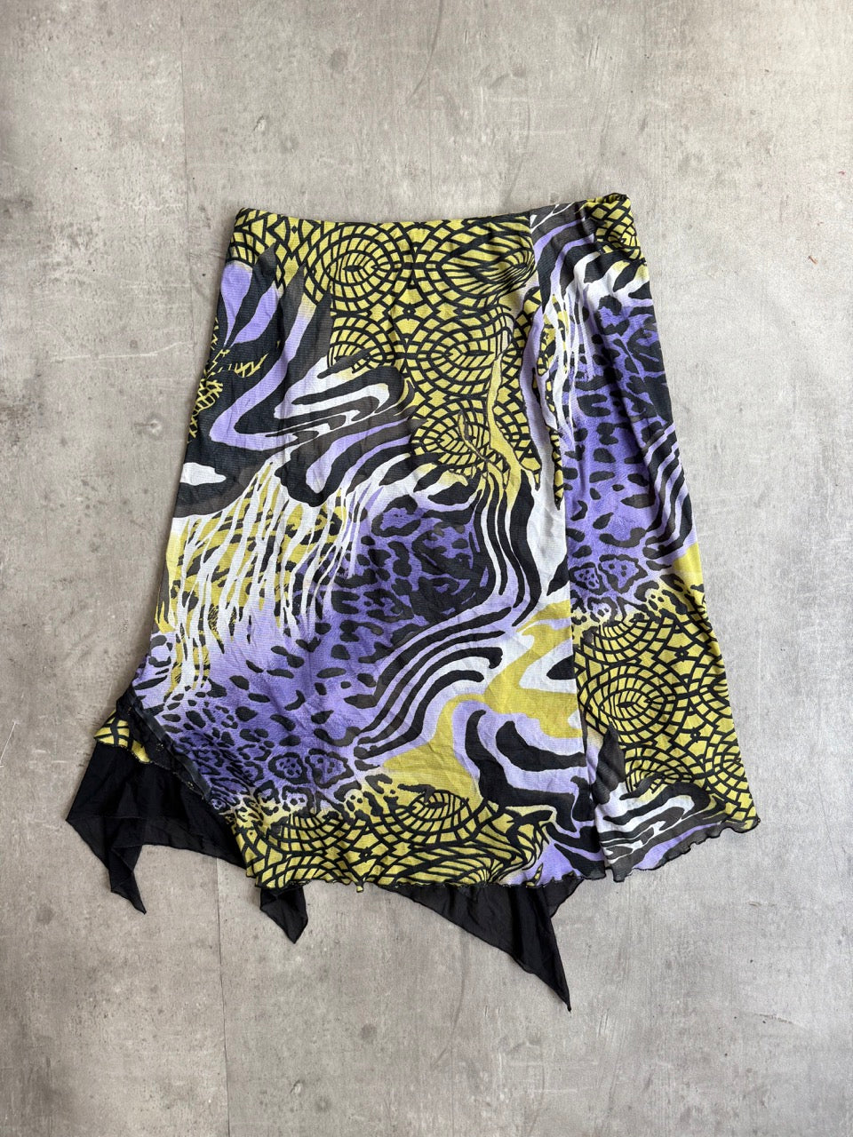 Abstract Print Multi Mesh Midi Skirt