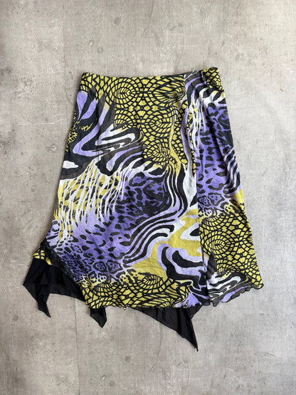 Abstract Print Multi Mesh Midi Skirt