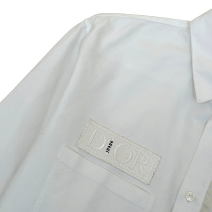 DIOR X SACAI EMBROIDERED LOGO COTTON OVERSHIRT WHITE 43 / XL | XL, Multicoloured