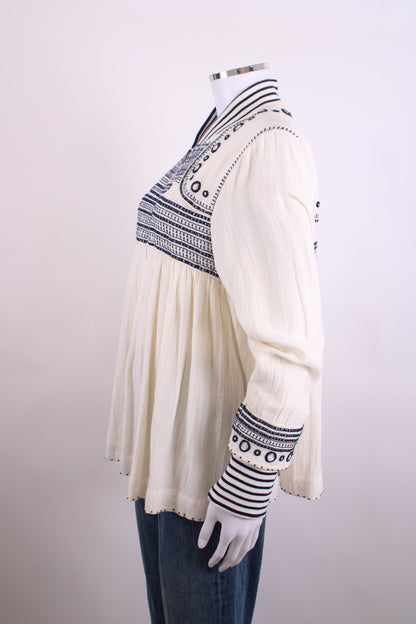 Scotch & Soda L/S Embroidered Jacket Cream/ Navy 12 | O/S, Multicoloured