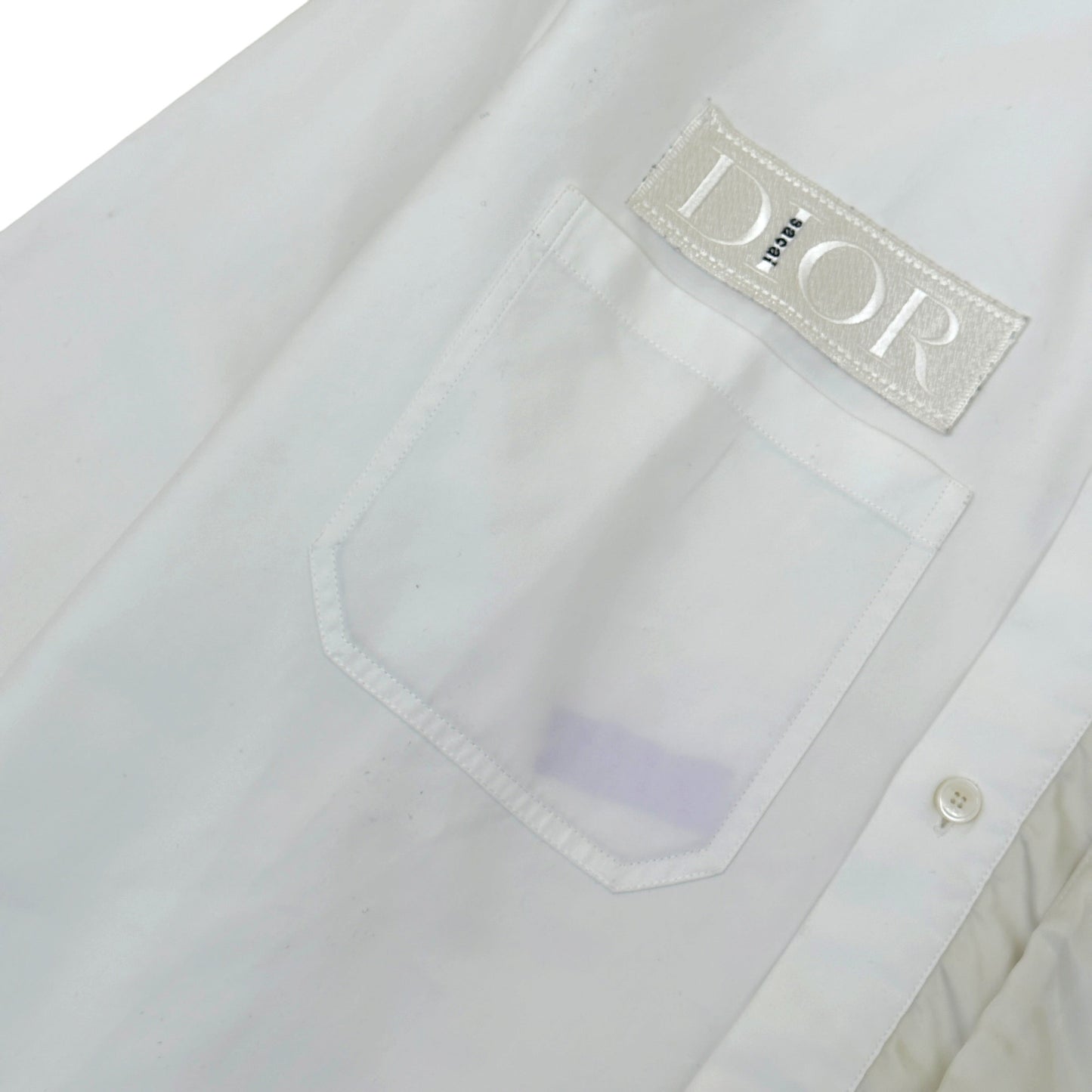 DIOR X SACAI EMBROIDERED LOGO COTTON OVERSHIRT WHITE 43 / XL | XL, Multicoloured