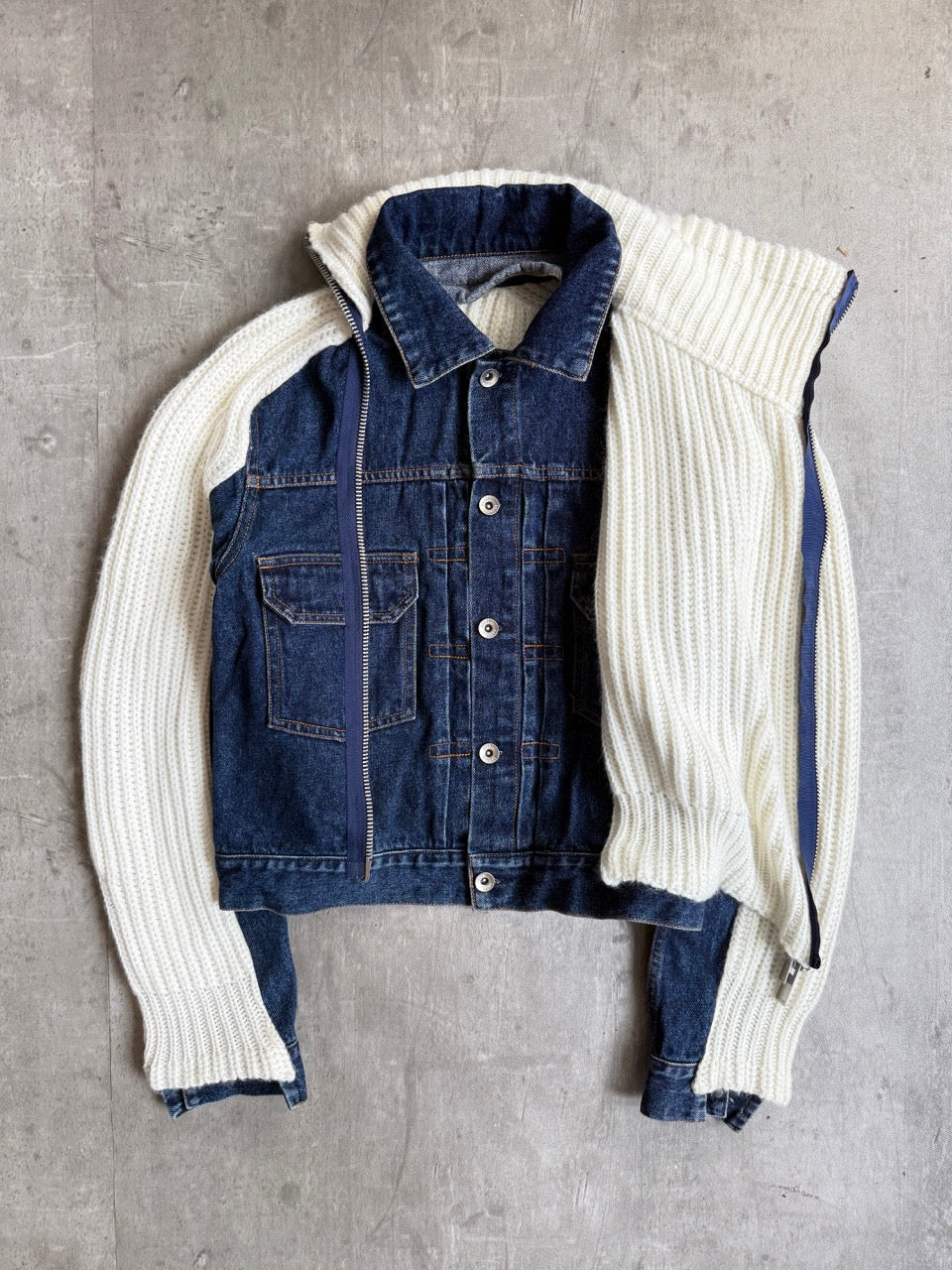 Sacai Knit Denim Asymmetrical Jacket