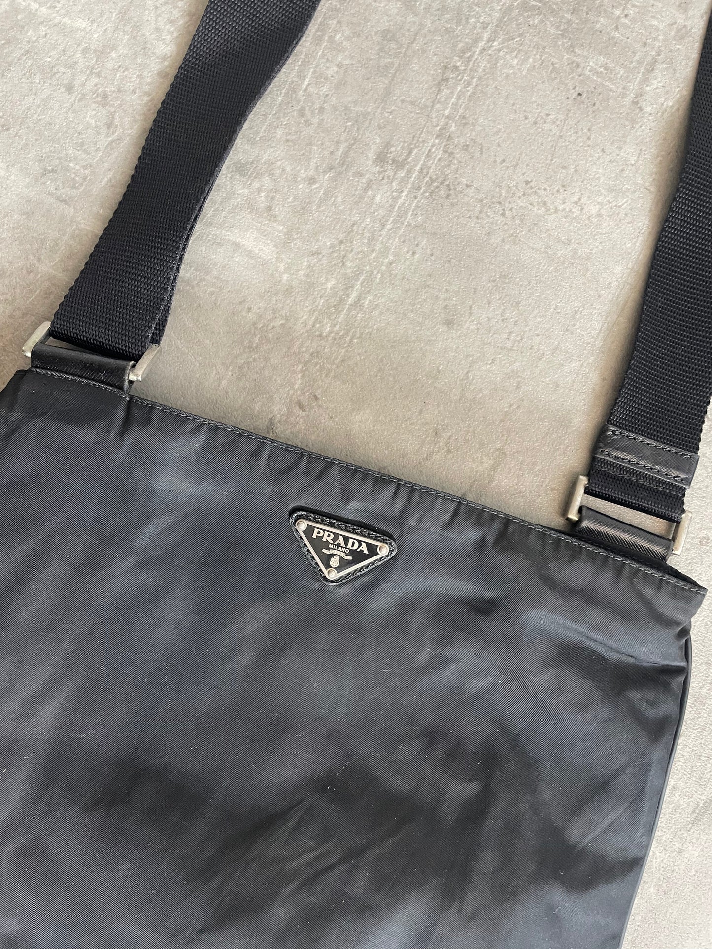 Prada Logo Plaque Nylon Crossbody Bag