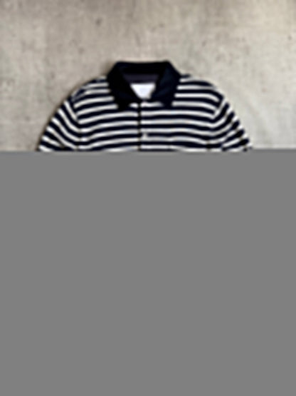 Sacai Two Tone Stripe Long Sleeve Polo Shirt