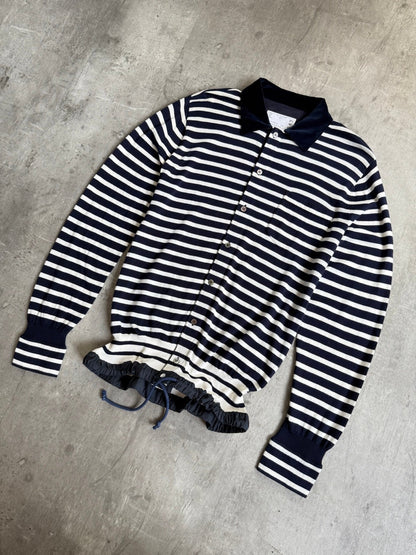 Sacai Two Tone Stripe Long Sleeve Polo Shirt