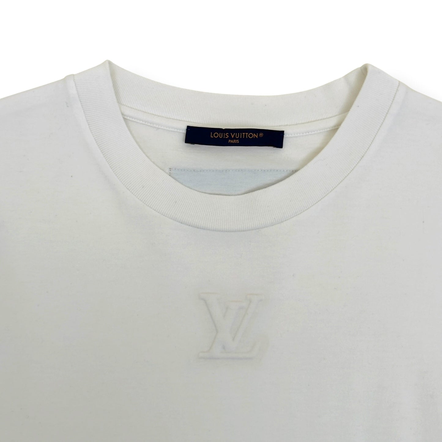 LOUIS VUITTON EMBOSSED LOGO LV T-SHIRT WHITE L | Large, White