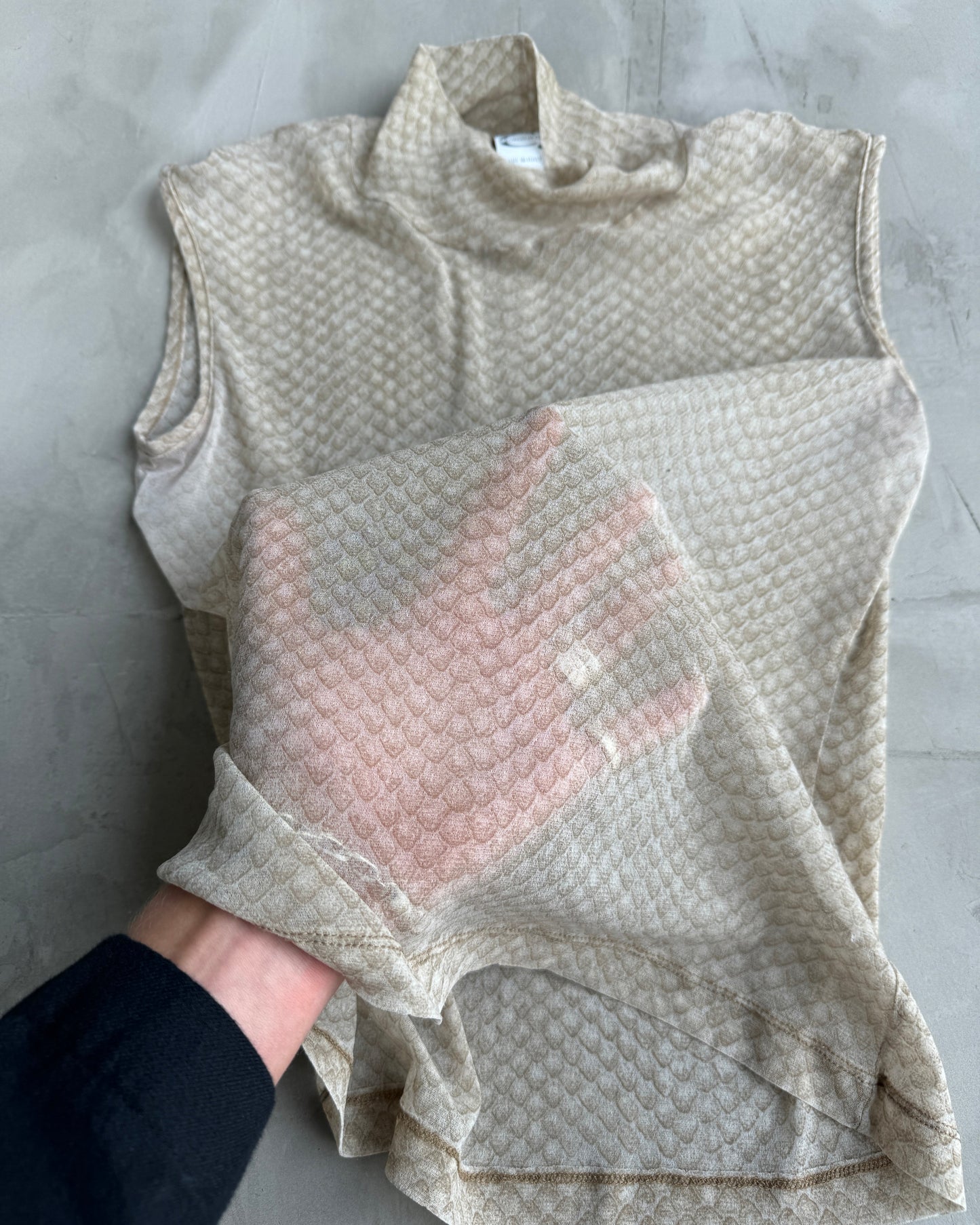 CAVALLI JEANS 2000'S SNAKE SKIN MESH VEST TOP - M/L | M/L, Beige
