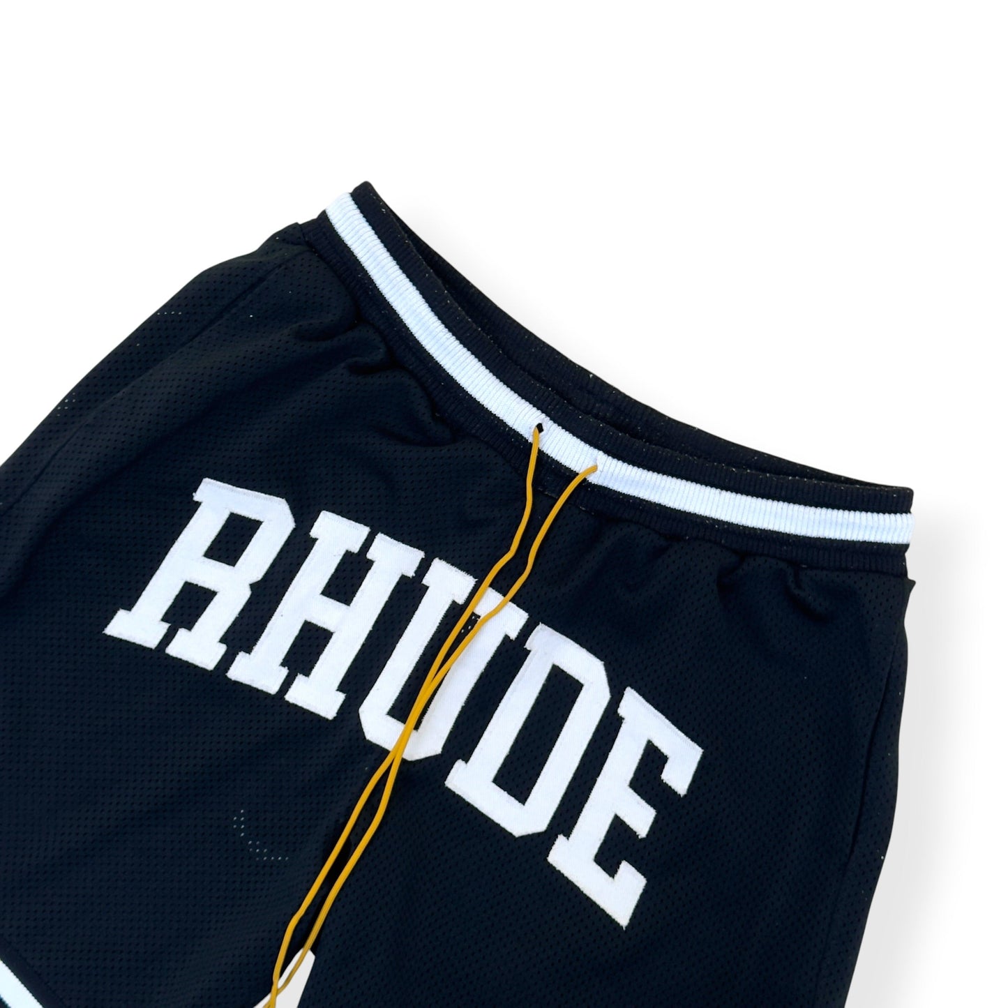 RHUDE ARCH LOGO MESH BASKETBALL SHORTS BLACK L | Large, Black