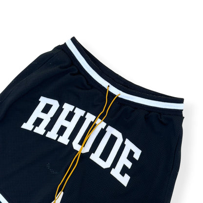 RHUDE ARCH LOGO MESH BASKETBALL SHORTS BLACK L | Large, Black
