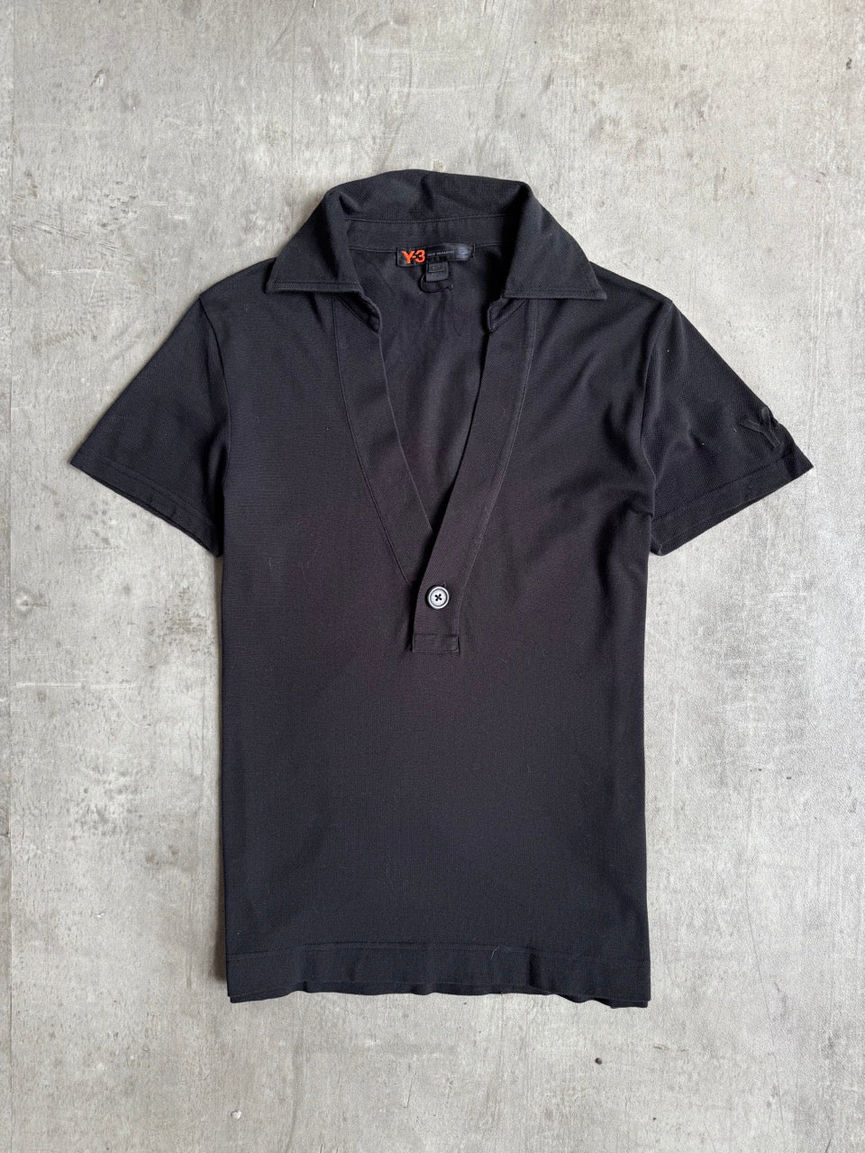 Yohji Yamamoto Y-3 V-Neck Black Polo Shirt