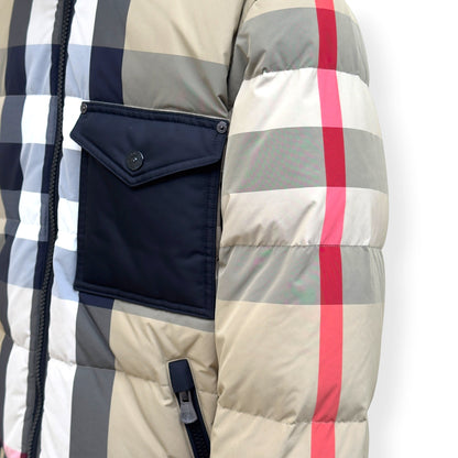 BURBERRY REVERSIBLE CHECK HOODED PUFFER JACKET BEIGE / BLACK M | Medium, Beige