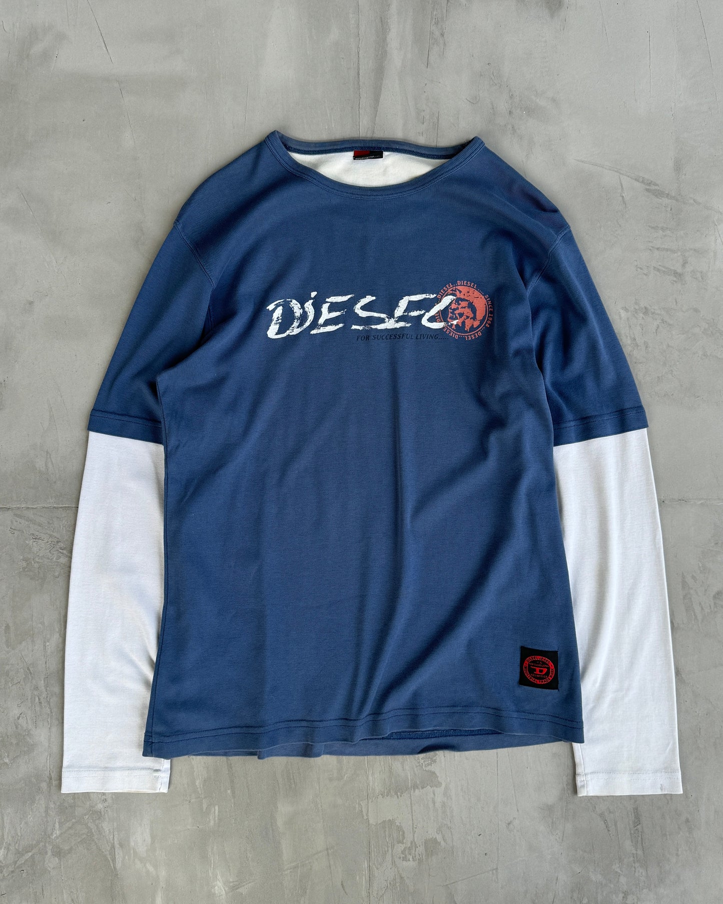 DIESEL 2000'S DOUBLE LAYERED LONG SLEEVE TOP - L | Large, Multicoloured