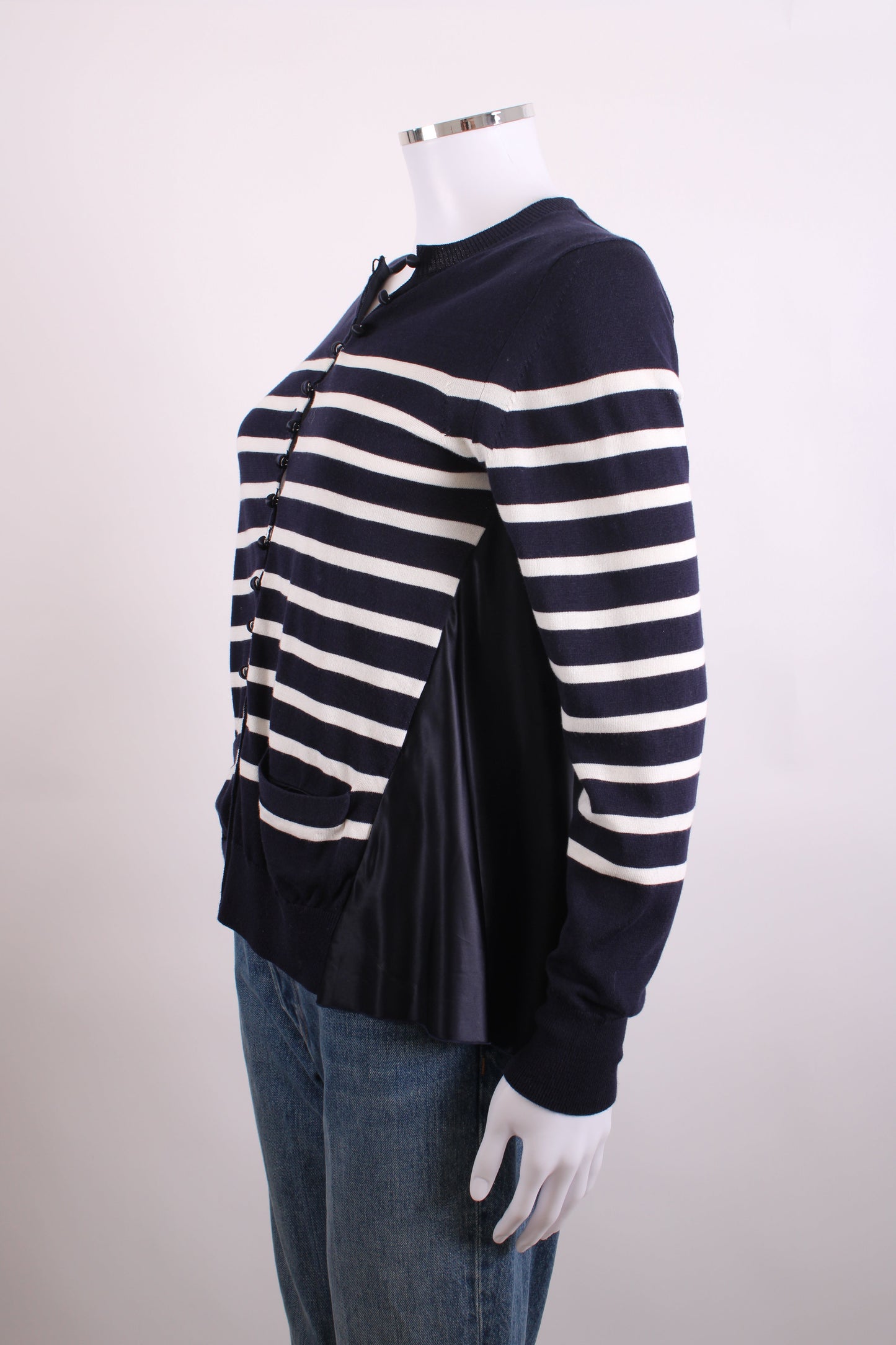 Sacai Luck L/S Stripe Cardigan Navy/ White 12 | O/S, Navy