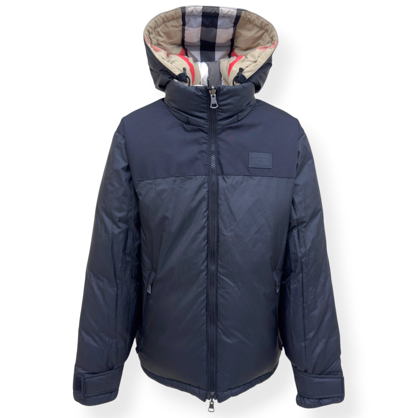 BURBERRY REVERSIBLE CHECK HOODED PUFFER JACKET BEIGE / BLACK M | Medium, Beige